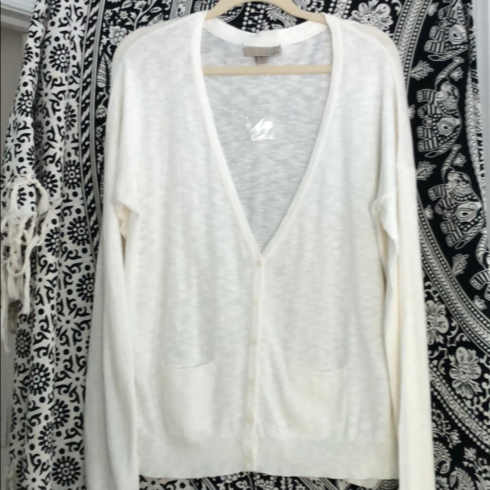 BUTTON DOWN IVORY SHEER SWEATER
